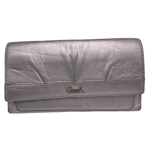 COACH Metallic Silver Wallet - Picture 1 of 10